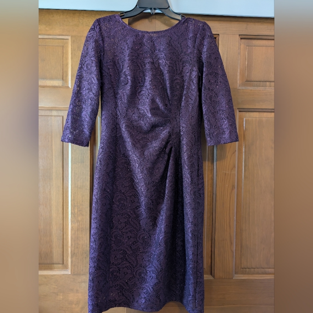 Tahari Arthur S. Levine Purple Sparkle Lace Dress